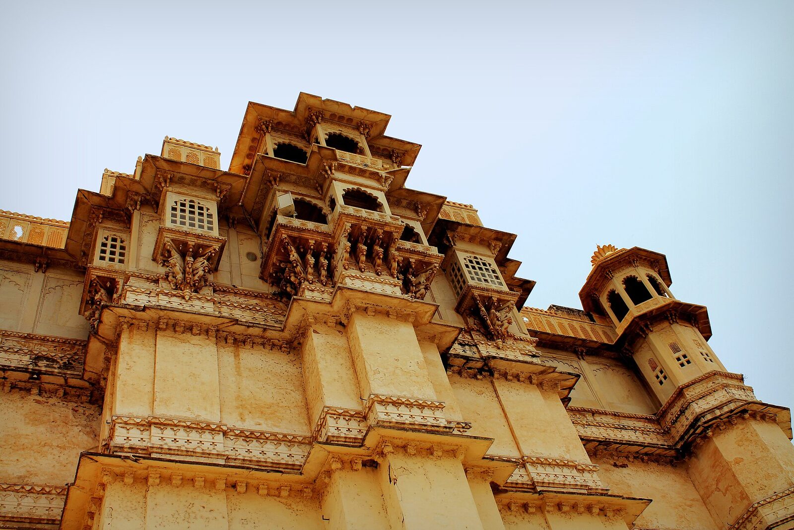 The carved towers of the City Palace