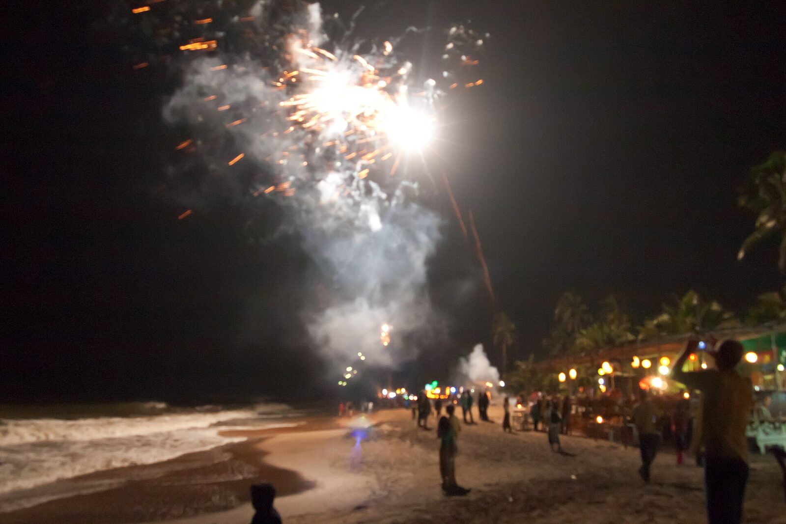 Fireworks over Anjuna Beach in Goa